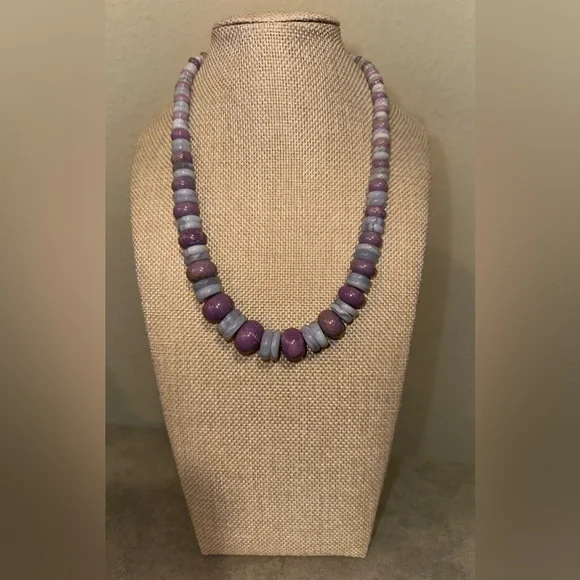 925 Silver 18" Phosphosiderite & Blue Lace Agate Beaded by Jay King - Picture 4 of 12